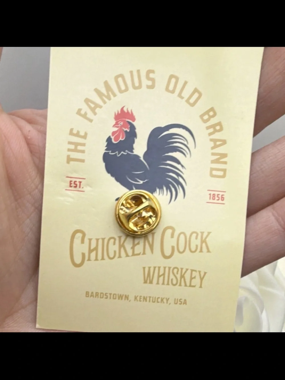 Rooster Enamel Lapel Pin - Navy & Red